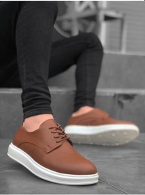 Resim BA0003 Bağcıklı Klasik Taba Beyaz Kalın Taban Casual Erkek Ayakkabı 