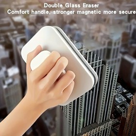 Resim 1 adet Manyetik Pencere Temizleme Fırçası, Yüksek Katlı Cam Temizleme Aracı, ABS El Temizleme Aksesuarı, İpi ile Anti-Prens Tasarımı, 3-10mm Kalınlığında Gözlükler için Uygun 