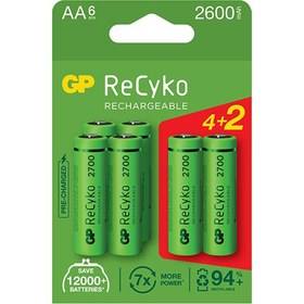Resim GP ReCyko Şarj Edilebilir AA Kalem Pil 6'lı (GP270AAHCE4 2-2EB6) 