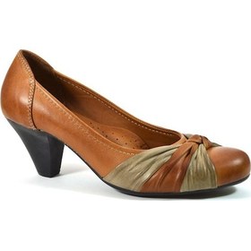 Resim Beatrice 241 Hakiki Deri Taba Topuklu Kadın Ayakkabı Taba 