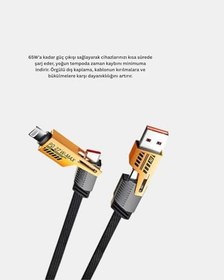 Resim 65W Çoklu Şarj Kablosu 4’ü 1 Arada Örgülü Hızlı Veri Aktarım USB-C USB-A 