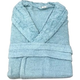 Resim Royam Redline %100 Pamuklu Kısmi Kadife Tekli Bornoz Mint 