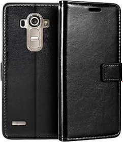 Resim PU Deri Cüzdanlı Telefon Kılıfı LG G4 ile Uyumlu, Mıknatıslı Kapaklı, Kart Gözlü ve Ayaklı Koruyucu Kapak 