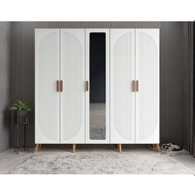 Resim Dustin Membran 5 Kapaklı Portmanto Montaj Dahil Çam Beyaz 175 Cm 