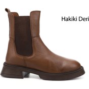 Resim GÖNDERİ(R) Kadın / Kız Taba Floter Kalın Taban Hakiki Deri Chelsea Bot 