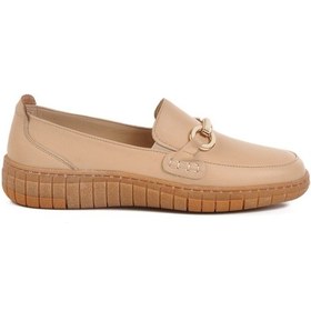 Resim Bej Hakiki Deri Anatomik Kadın Casual Ayakkabı Z078 Z Bej 