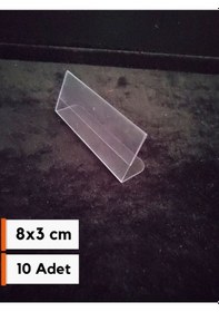 Resim 10 Ad Şeffaf Plastik Etiketlik İsimlik 8x3 Cm Kartvizitlik Ayaklı 