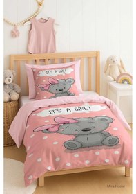 Resim Yenidoğan Kız Bebek Nevresim Takımı %100 Pamuklu İts A Girl Çok Renkli 