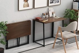Resim METAL KATLANIR MASA, CEVİZ 