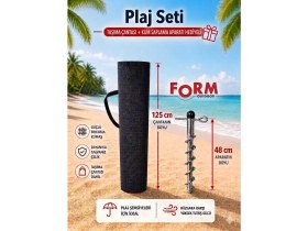Resim Form Outdoor Plaj Şemsiyesi Taşıma Çantası Dayanıklı Kumaş ve Kum Saplama Aparatı Hediyeli 125 cm 