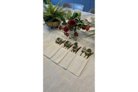 Resim Feyza Design Şık Simli Ekru Kaşıklık 6’lı Set, Zarif Mutfak Gereçleri 