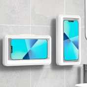 Resim Duş Telefon Tutucu Su Geçirmez 360 Derece Dönebilen Duş Telefon Standı Kılıf Montaj Banyo Mutfak Duvarı iPhone 14 13 12 11 Pro Max XS XR ile Uyumlu 17.27cm'ye kadar 