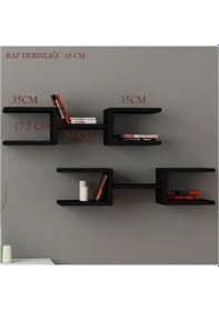 Resim Rafkestir 2 Li Çift Mızrak Duvar Raf Seti Kafkas Meşe ( Mat ) 