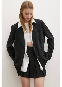 Resim Never More Cep Kapaklı Kesik Detaylı Blazer Ceket Siyah Siyah 