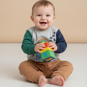 Resim Samlife Erkek Bebek %100 Pamuk Kahverengi Baskılı Uzun Kollu Alt Üst 2’li Pijama Takımı 