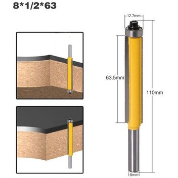 Yaleker Ahşap İşleme Uçları: 8 Saplı Uzunluğa Sahip, Rulmanlı Kenar Düzeltici, Tahta Freze Aleti 8 1/2 63.5