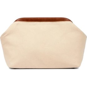 Resim Bahels Kadın Kahve Detaylı Kanvas Clutch Çanta Orta Boy Tekstil Malzeme ile Günlük Kullanım 