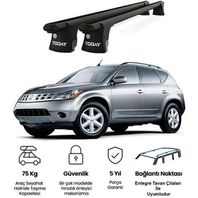 Resim Trio-ı Nissan Murano 2003-2008 Uyumlu Siyah Kilitli Ara Atkı 135cm Port Bagaj Tavan Barı 