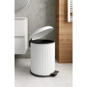 Resim Begin Power Vintage 12 Lt Yavaş Kapanır Kapaklı Ofis Mutfak Banyo Balkon Çöp Kovası Beyaz 