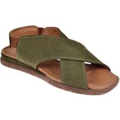 Resim Pullman Hakiki Deri Kadın Sandalet Plm-706 Yeşil Süet Yesil Yeşil 