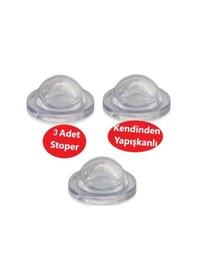 Resim Silikon Kapı Stoperi Şeffaf 3 Adet Tamponu Kendinden Yapışkanlı Şeffaf Kapı Kolu Stopu 