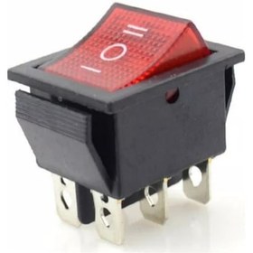 Resim Ic-105 Geniş Kırmızı Işıklı Anahtar On-Off-On 6 Bacaklı 100 Adet 