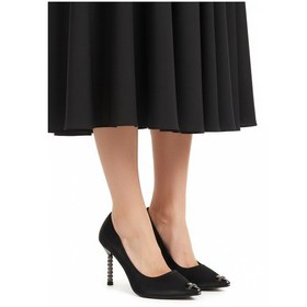 Resim Siyah Saten İnce Taşlı Topuklu Kadın Abiye Ayakkabı 357191 Z Siyah Saten 