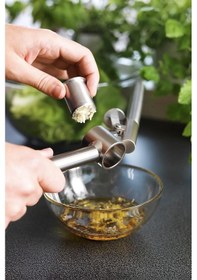 Resim Hazneli Paslanmaz Metal Sarımsak Ve Zencefil Ezici Doğrayıcı Çelik 
