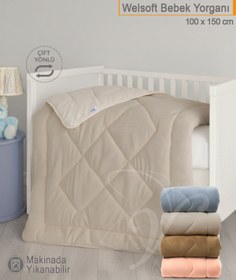 Resim Lüks Welsoft Bebek Yorganı | 100x150 cm | Çift Taraflı Kullanım - Pembe 