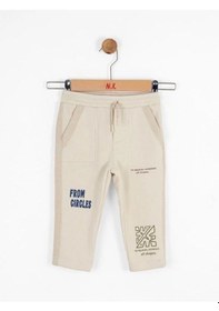 Resim Erkek Bebek Bel Lastikli Kuzey Eşofman Altı-14736 Krem 