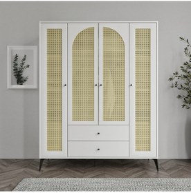 Resim Merlin Mobilya Diamond 4 Hazeran Kapaklı 2 Çekmeceli Beyaz Dolap 