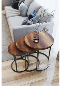 Resim Faymend 3 Lü Zigon Sehpa Lüx Siyah Ceviz Siyah Ceviz 