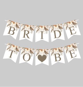 Resim Hiras Dizayn Bohem Çiçekli Bride To Be Banner BÜYÜKBOY Düğün Kına Gecesi Bride To Be Bekarlığa Veda Süsü 10parça 