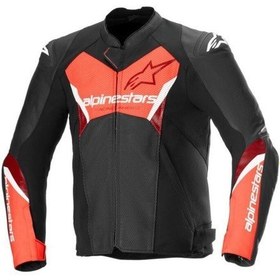 Resim Alpinestars Faster V3 Air Korumalı Deri Motosiklet Montu Siyah Kırmızı 