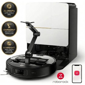 Resim Roborock Mekanik Kollu ve 22.000 Pa Ultra Emiş Güçlü 4 cm Yükselebilen Şasili 80°c Yıkamalı ve Kurutmalı Akıllı Robot Süpürge - Saros Z70 