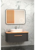 Resim Casse 100 Cm Beyaz Lavabolu Banyo Dolabi - Antrasit / Kayin Çok Renkli 