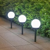 Resim 10 adet Güneş Enerjili LED Bahçe Küre Işıkları - Yuvarlak, Enerji Tasarruflu Çim Lambaları, Siyah Şansörler ile Dış Mekan Yolu ve Bahçe Dekoru, 15W Maksimum Çıkış, Yarı-Flush Montaj, Gölgelik, Nikel Pil, Bahçe Işıkları için Yar 