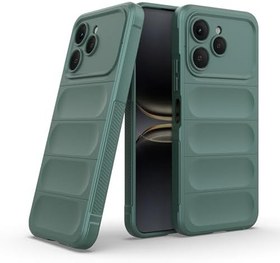 Resim Tecno Spark 40 İle Uyumlu Kılıf Esnek TPU Oyuklu Arka Yüzey Tasarımlı Etnik Silikon Kapak (haki) 