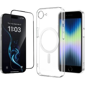 Resim Vendas Apple iPhone 16E Uyumlu Kılıf Sararma Yapmayan Magsafe Şarj Özellikli Kamera Çerçeveli Vendas Porto Kapak + Cam Ekran Koruyucu 