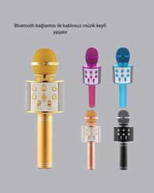 Resim Taşınabilir Karaoke Mikrofon - Bluetooth, Usb Ve Aux Girişli 