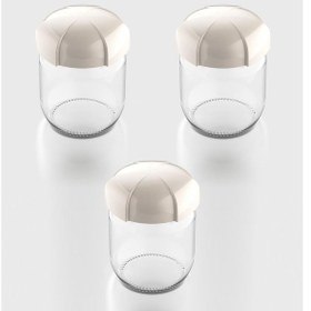 Resim Renga Rhea 425 Ml Bej Kapaklı 3'lü Cam Kavanoz Seti 131010 Bej 