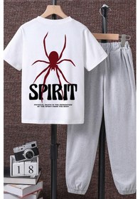 Resim Çocuk Spirit Baskılı Alt - Üst Eşofman Takımı Beyaz 