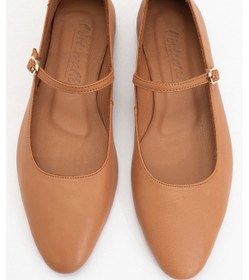 Resim Luvi Shoes Lunaıre Taba Hakiki Deri Tek Bantlı Sivri Burun Kadın Babet Ayakkabı Taba 