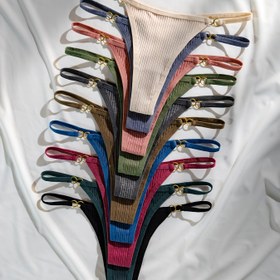 Resim 10 Adet Kadınlar İçin Şık Tanga - Yumuşak V-String Düşük Bel Pantolonlar, Rahat ve Konforlu Fitlilik, Çok Renk Đa Seçenek (Siyah 