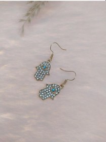 Resim Hdmarketim Otantik Swarovski Taşlı Sallantılı Hamsa Figürlü Küpe (508947118) 