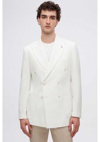 Resim D's Damat Ds Damat Slim Fit Ekru Armürlü Kumaş Ceket 4hc04vh024882 Ekru 