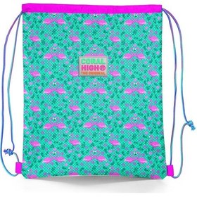 Resim Coral High Kids Su Yeşili Pembe Flamingo Desenli İpli Büzgülü Sırt Çantası 22468 Yeşil 