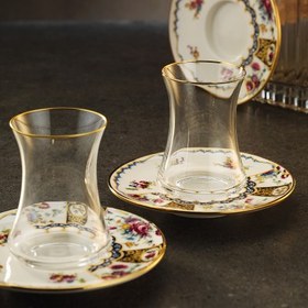 Resim Sandro Moreno 1453 Antik Rose Gold 12 Parça 6 Kişilik Çay Seti 110 ml 