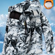 Resim Erkekler için Ağır Hizmet Tipi Kışlık Termal Kapüşonlu Ceket - Tam Fermuarlı Rüzgar Geç İrme Mont, Çift Taraflı Şapka, Ön Yüzeyde Full Zip ve önceki Ceplerle Makinede ykanabilir Sozuk Havada Kayak Snowboard Dahil Outdoor Etkinlikleri ile Uygundur Kamufaj Renklere Saha (Siyahl/Gri Beyaz Bej) Arktik Koşullarınız Ýaýly Erken Sonbaharda Ýaşayanlar Ücün Ideal Ýokary Kaliteli Ýylky Jaka 