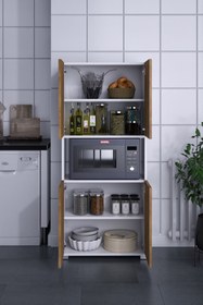 Resim rafineritasarım Çok Amaçlı Dolap Kapaklı Ayaklı Mikrodalga Fırınn Kullanılbilir Mdf 